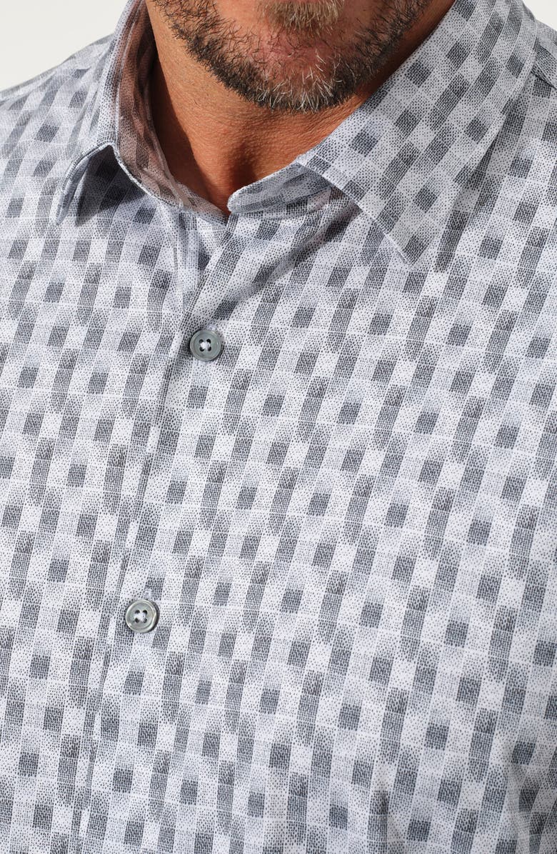 STUDIO GARNET LOS ANGELES Dynamic Comfort Short Stretch Cotton Sleeve Button-Up Shirt, Alternate, color, Black