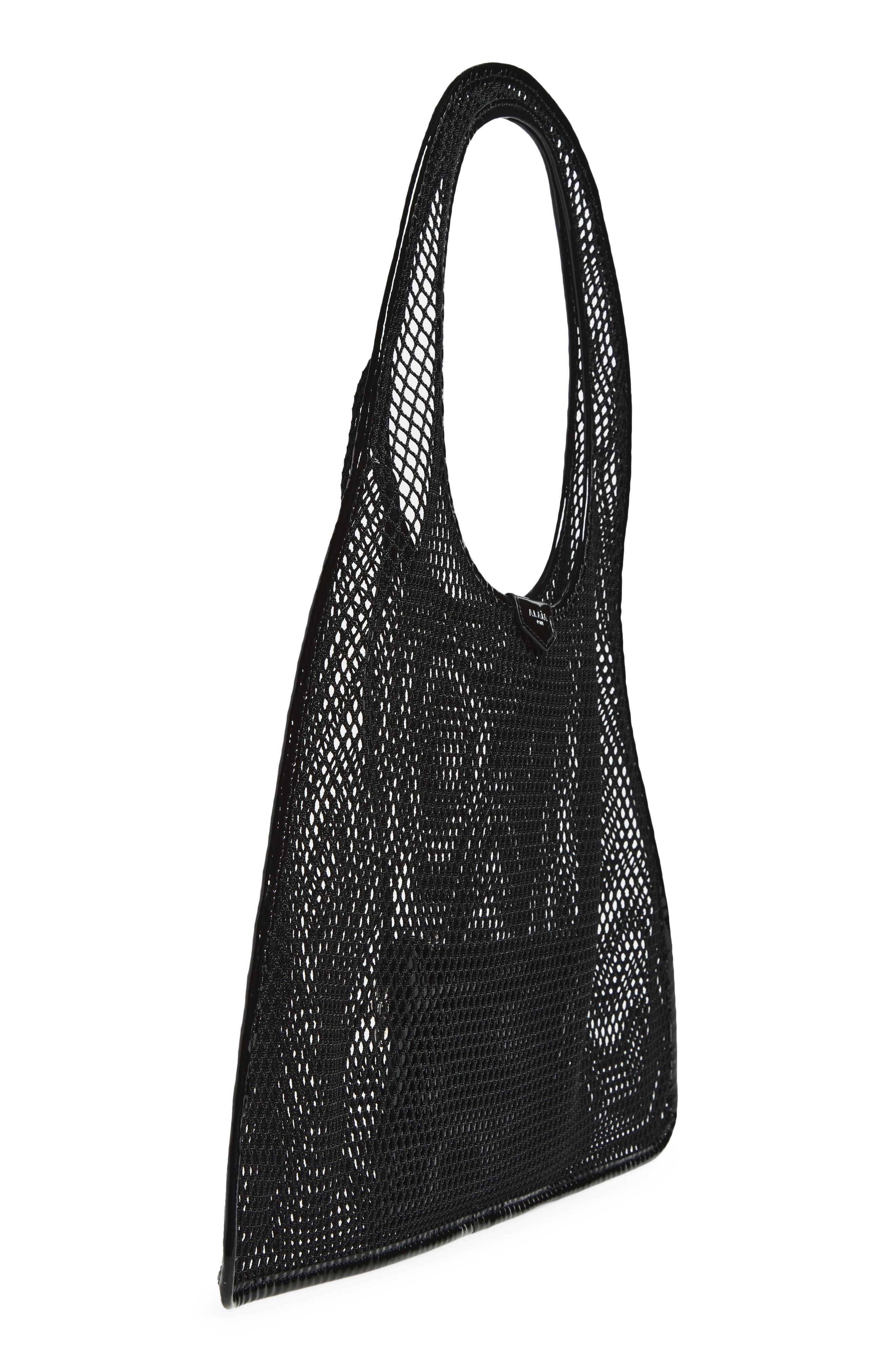 One-Piece Fishnet & Patent Leather Shoulder Bag, Alternate, color, NOIR 999