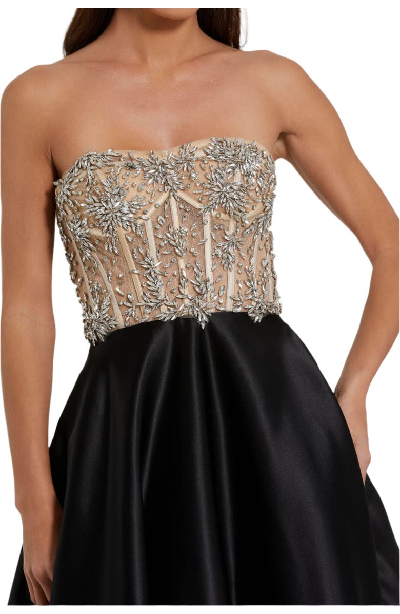 Mac Duggal Strapless Embellished Bustier Ball Gown, Alternate, color, Black