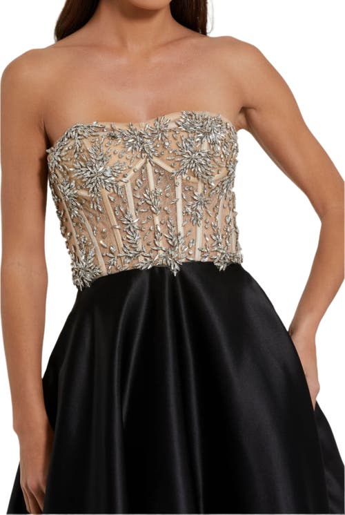 Mac Duggal Strapless Embellished Detail Bustier Ball Gown In Black