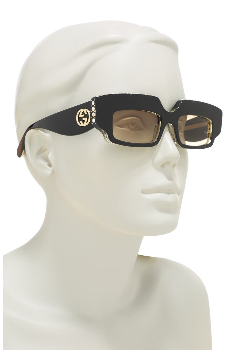 50mm Rectangular Sunglasses, Alternate, color, BLACK