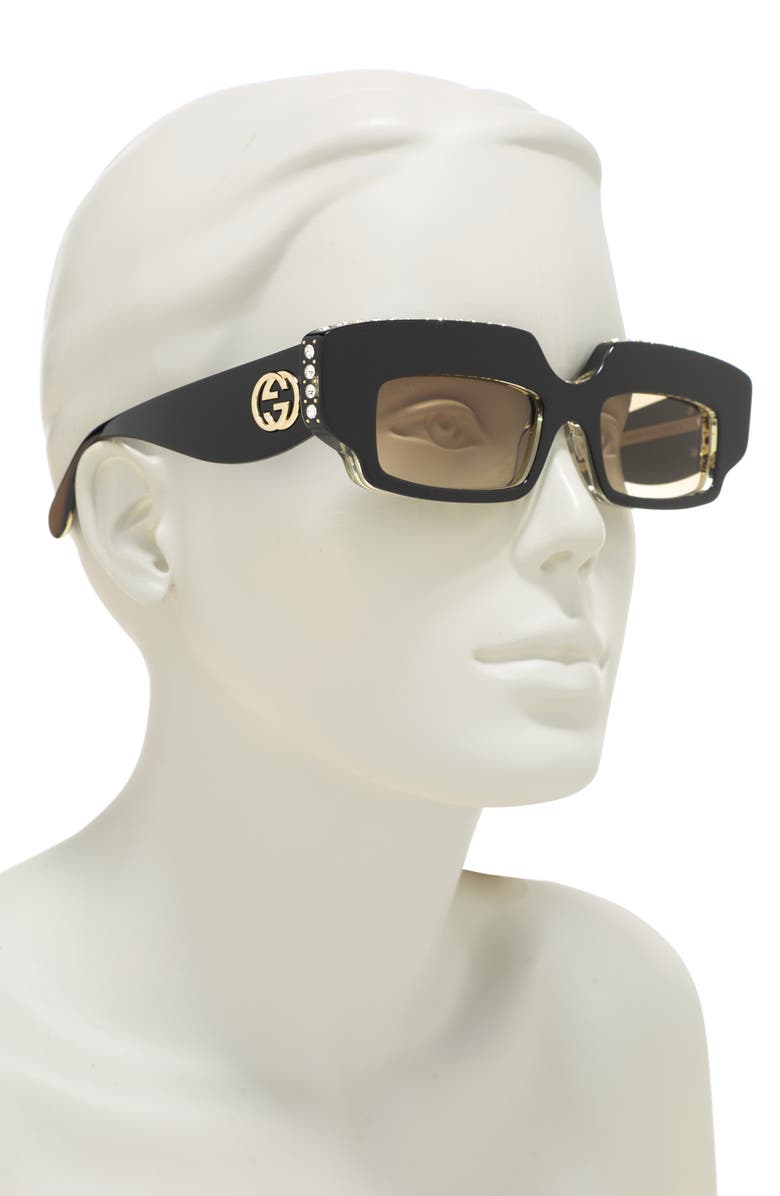 Gucci 50mm Rectangular Sunglasses, Alternate, color,