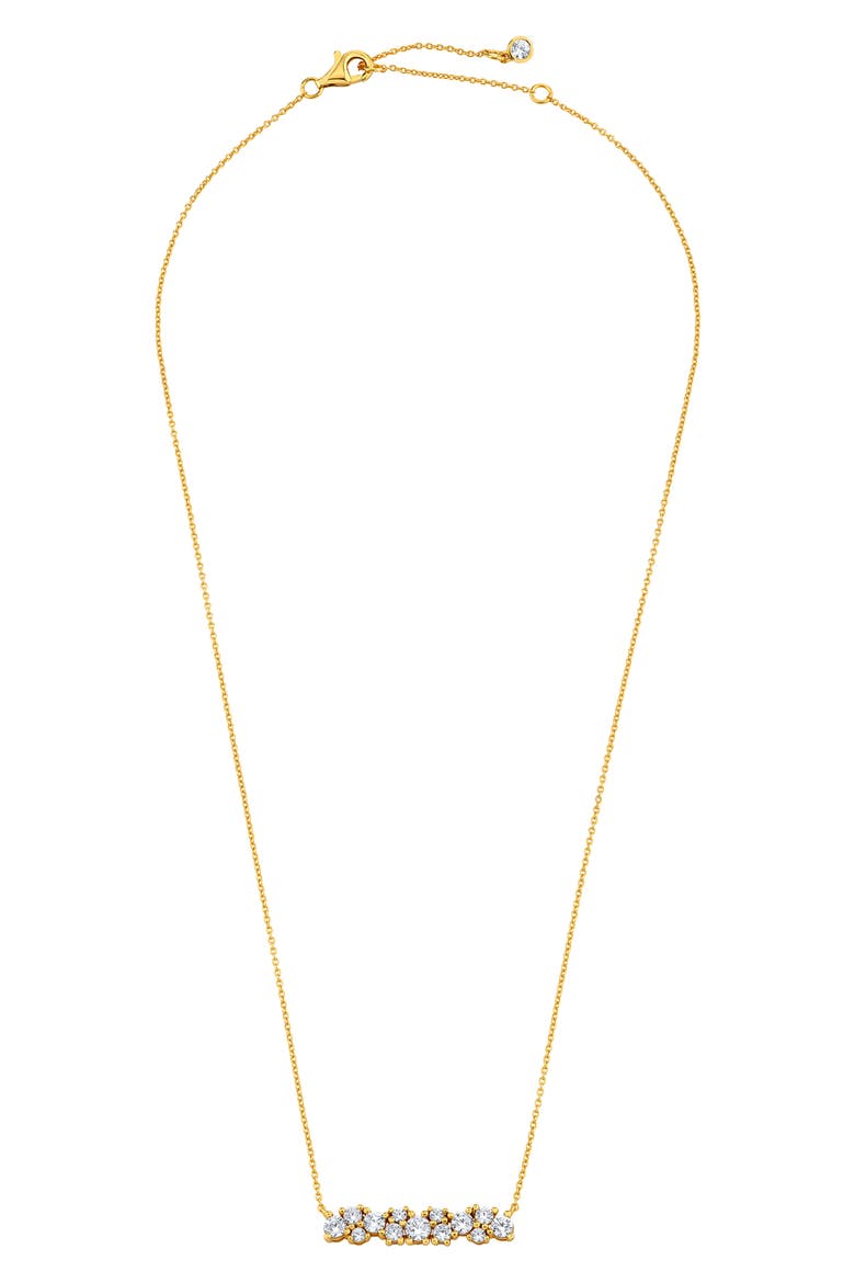 Brilliant Cubic Zirconia Bar Pendant Necklace, Alternate, color, 18KT YELLOW GOLD / CLEAR STONE