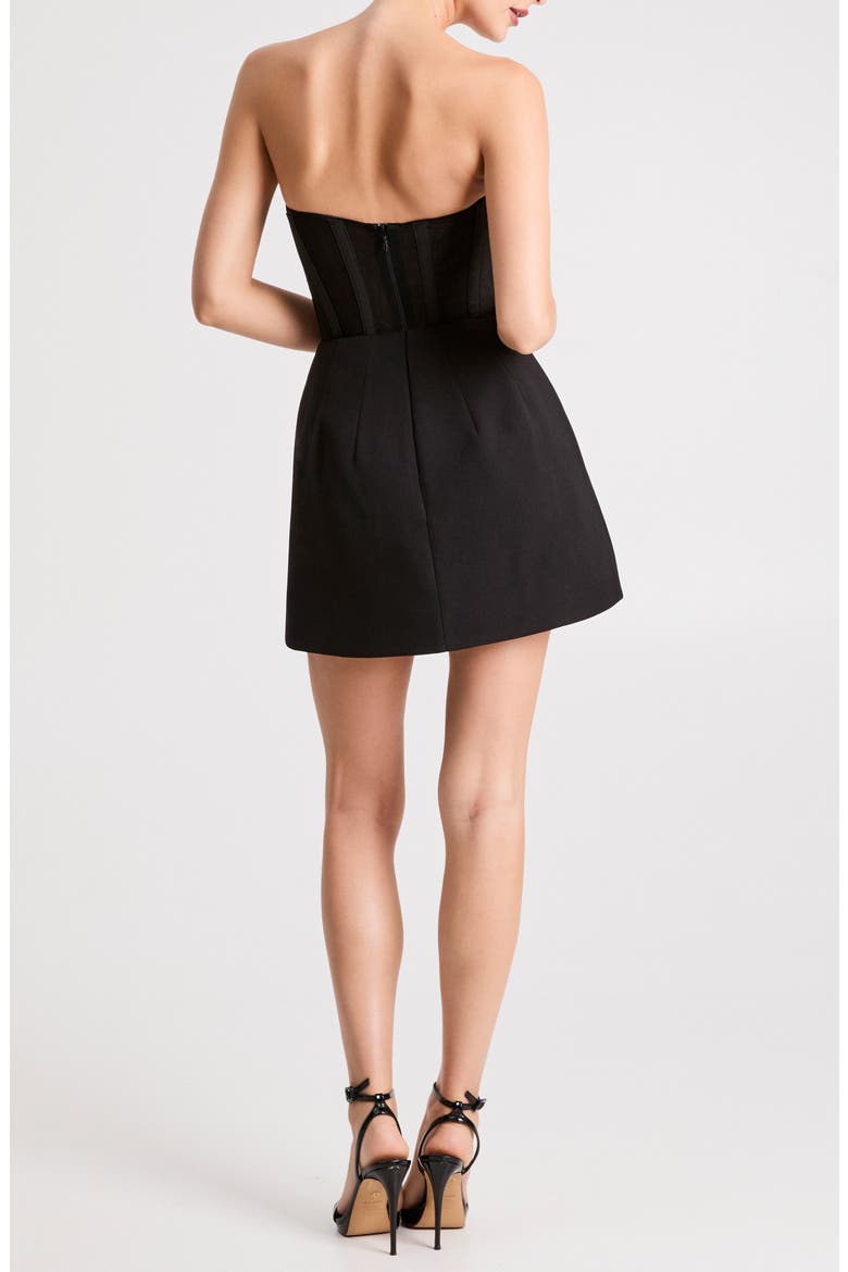 Cristina Strapless Mesh & Crepe Cocktail Minidress, Alternate, color, BLACK