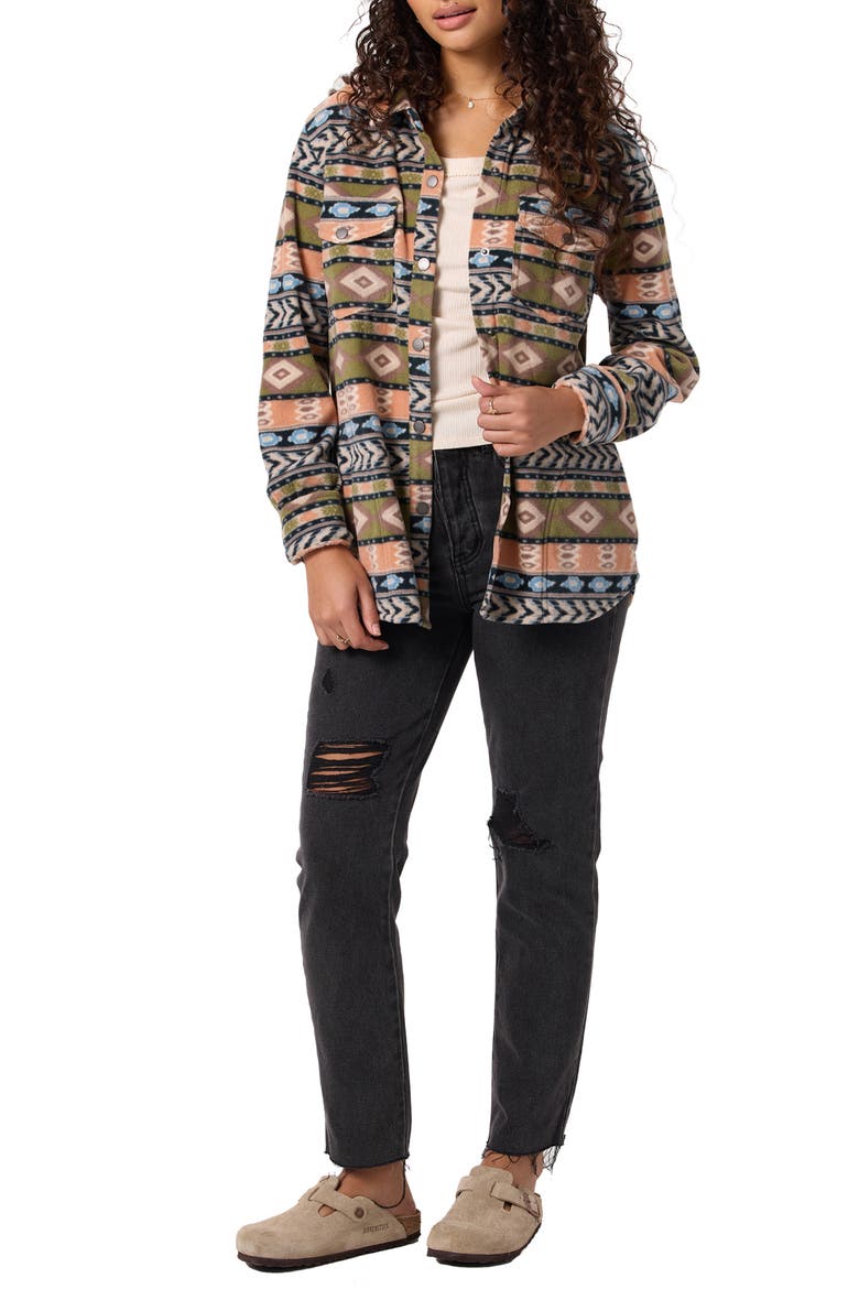 Zuma Print Superfleece Shirt Jacket, Alternate, color, MARTINI OLIVE
