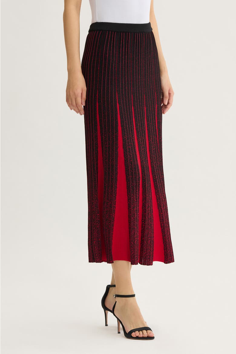 Two Tone Soft Ribbed Knit Maxi Skirt, Alternate, color, Holiday/Black