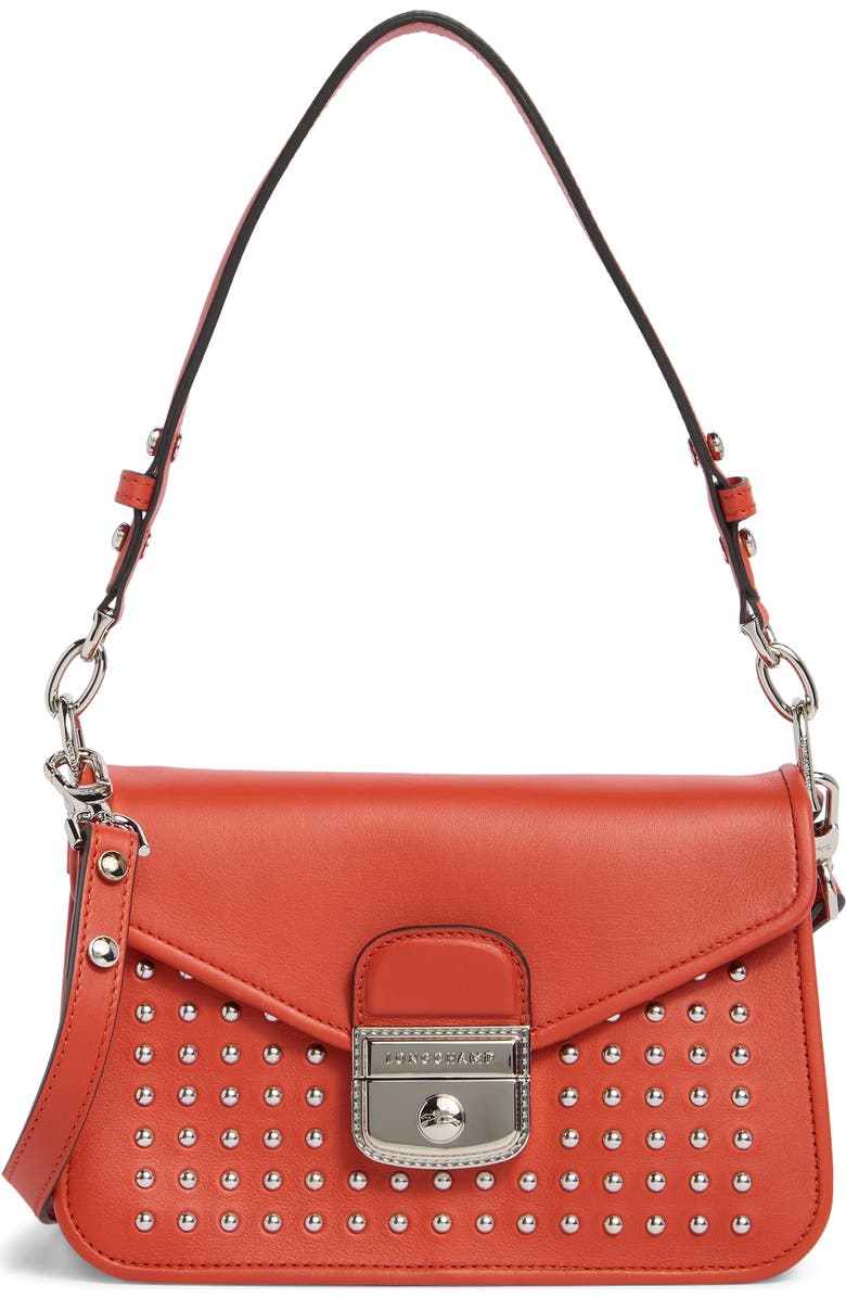 Longchamp Mademoiselle Studded Crossbody Bag, Main, color, Poppy