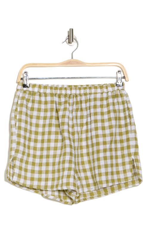 Shop Vitamin A ® Tallows Linen Cover-up Shorts In Avocado Gingham