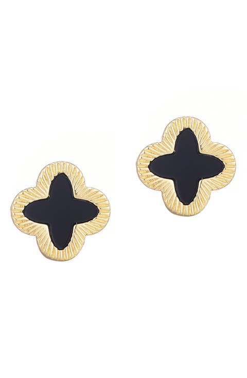 Fluted Edge Clover Stud Earrings