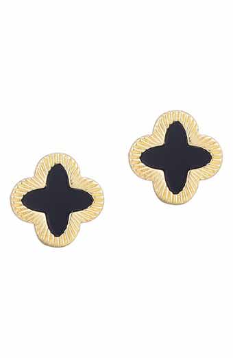 Adornia Fluted Edge Clover Stud Earrings