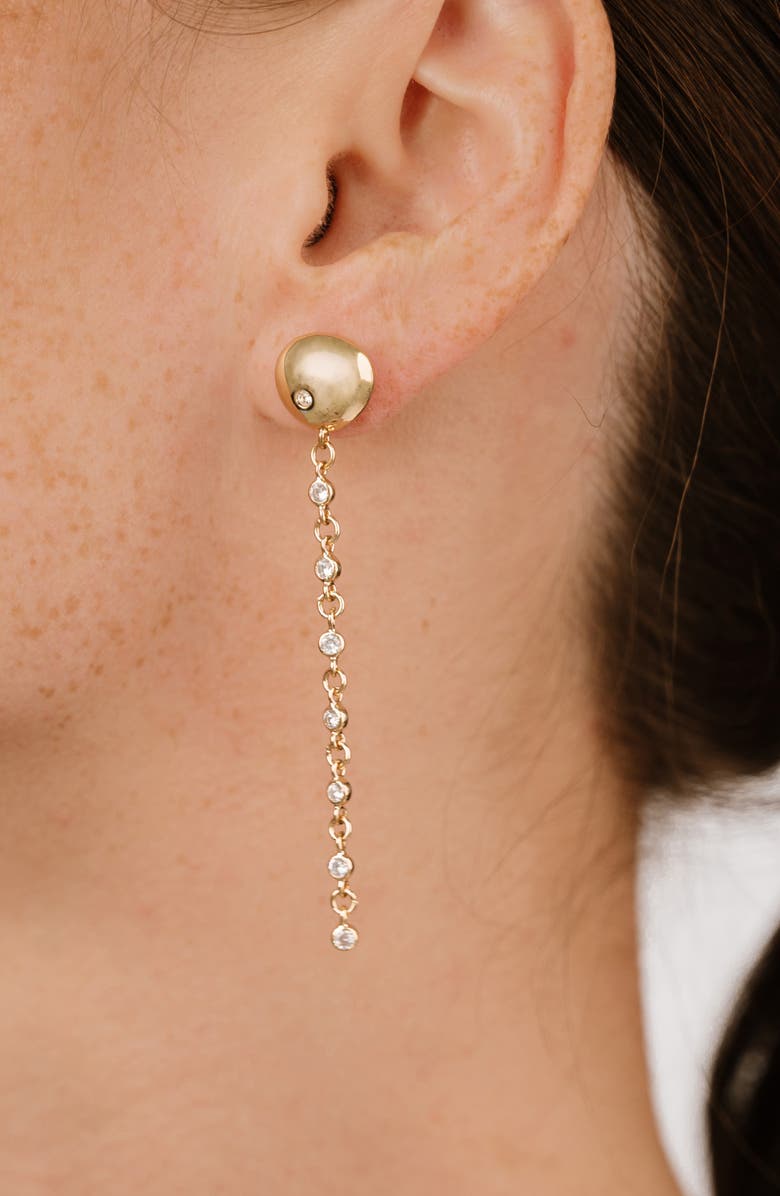 Ettika Polished Pebble Crystal Drop Earrings, Alternate, color, Gold