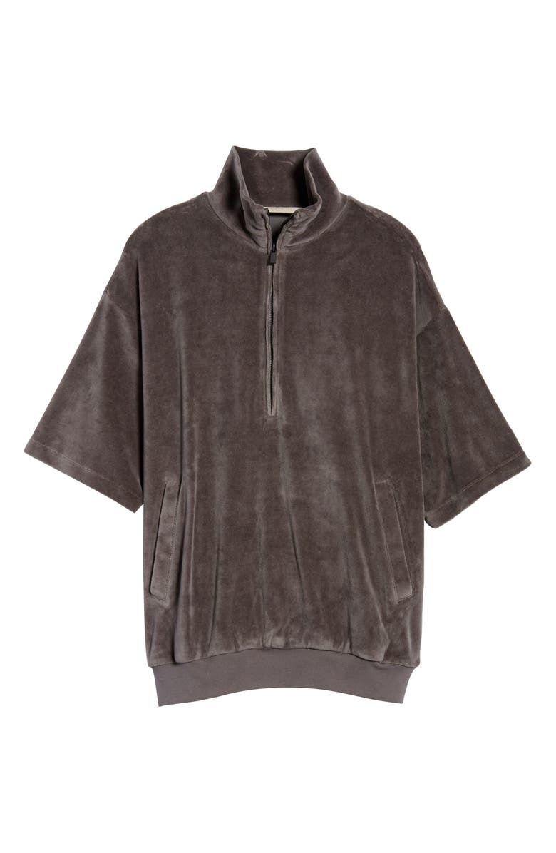 Fear of God Essentials Velour Oversize Half Zip Pullover, Alternate, color, 