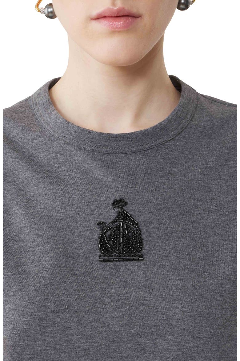 Mother And Daughter Embroidered Jersey T-Shirt, Alternate, color, Dark Grey Melange