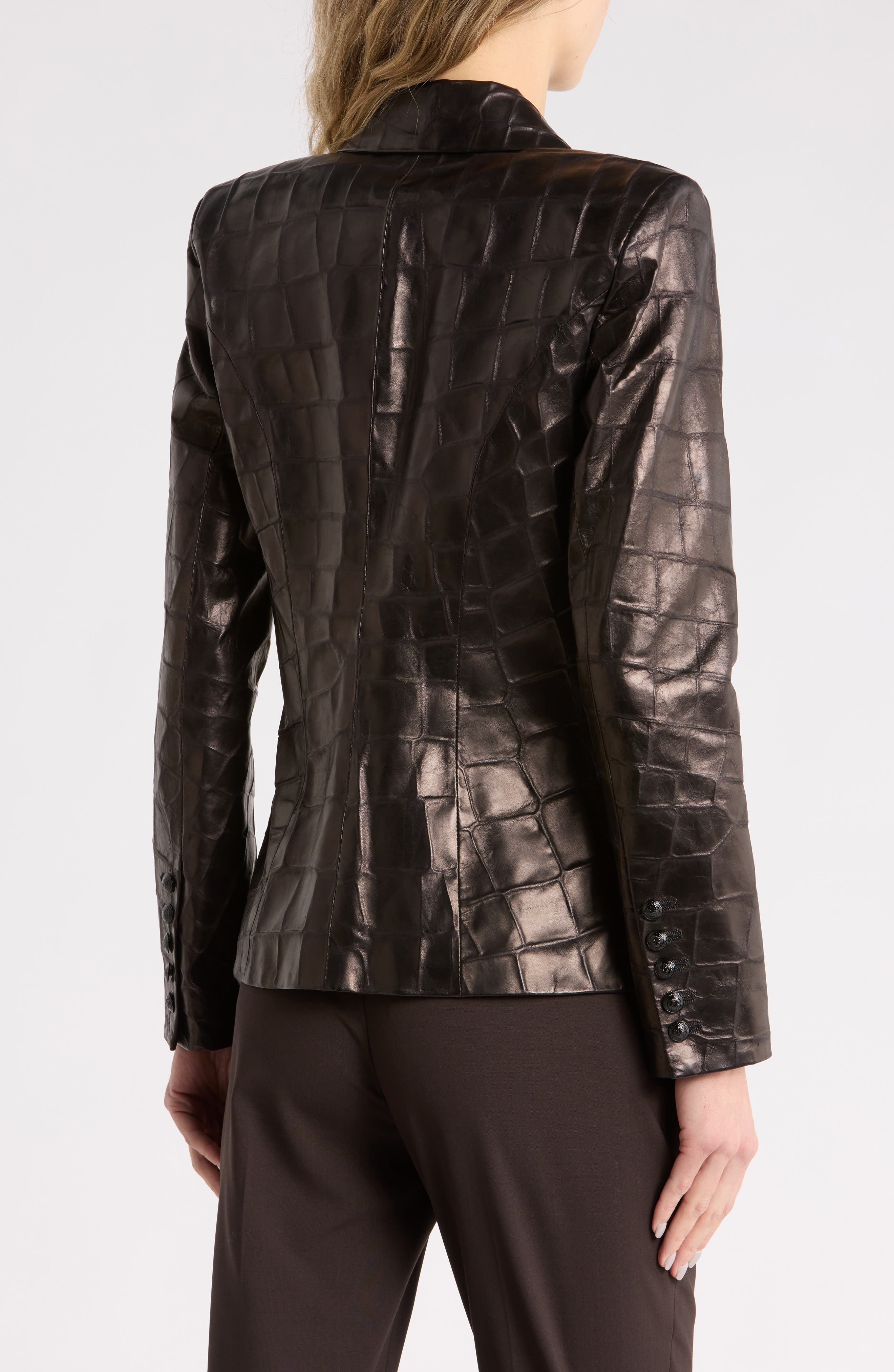 Kenzie Croc Embossed Leather Blazer