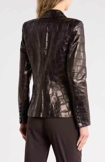Kenzie Croc Embossed Leather Blazer