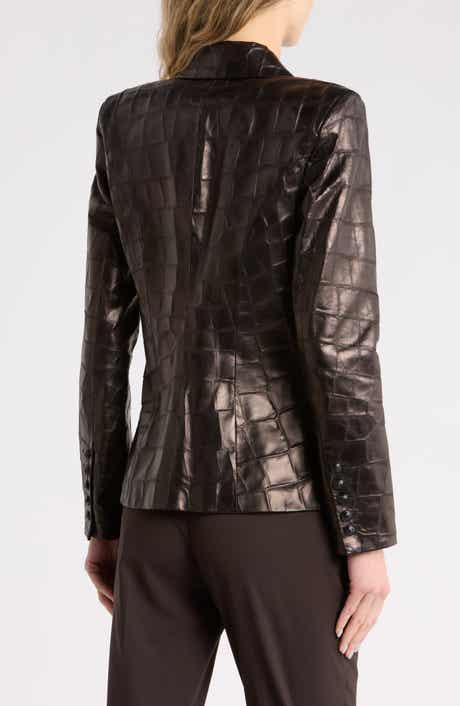 Kenzie Croc Embossed Leather Blazer