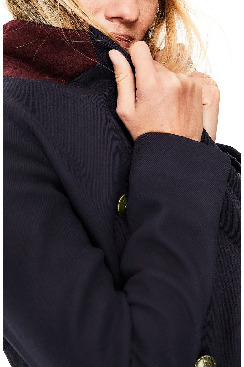 Longeline Twill Double Breasted Blazer, Alternate, color, NAVY