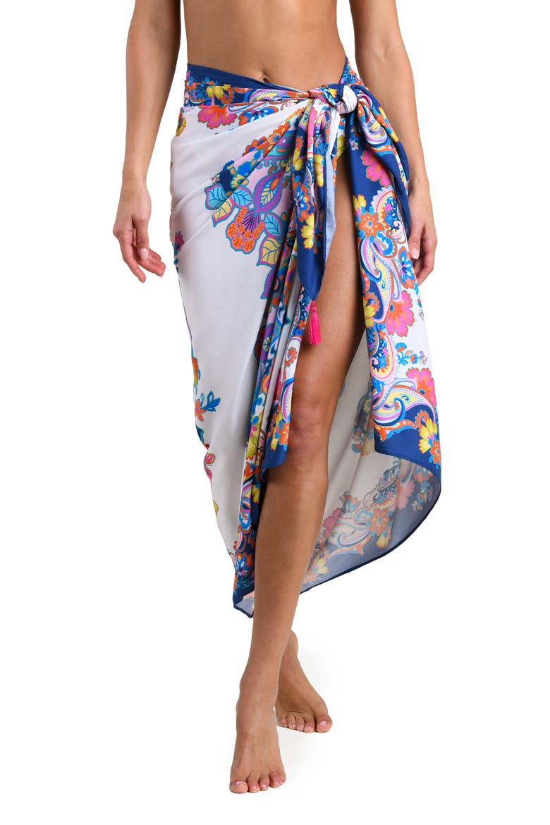 Butterfly High Cover-Up Sarong, Alternate, color, WHITE MULTI