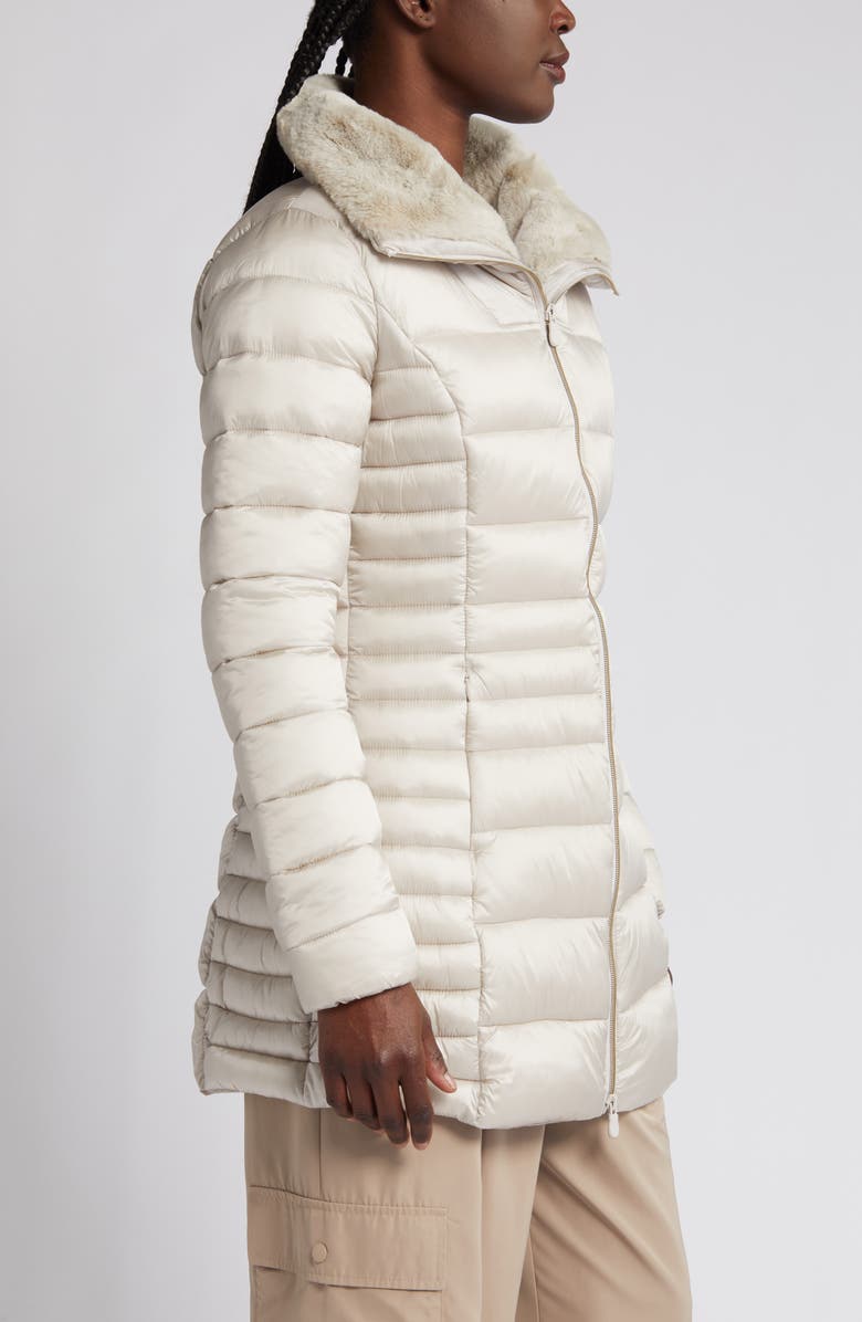 Save The Duck Caroline Water Repellent Satin Puffer Jacket, Alternate, color, Rainy Beige