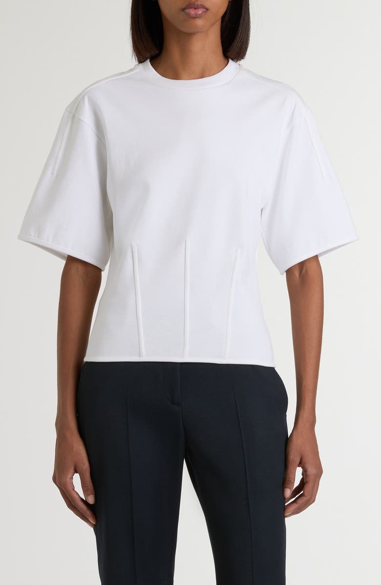 McQueen Corset Detail T-Shirt, Main, color, Optical White