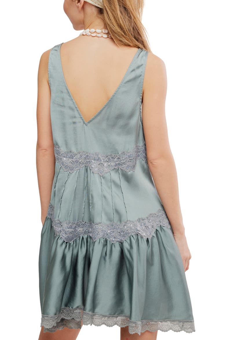 Lace Trim Satin Mini Slipdress, Alternate, color, ODESSA GREY