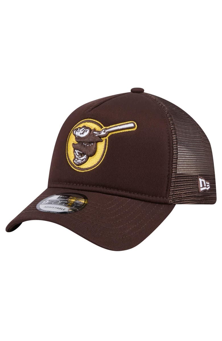 New Era Men's New Era Brown San Diego Padres 9FORTY A-Frame Trucker Adjustable Hat, Main, color, Brown