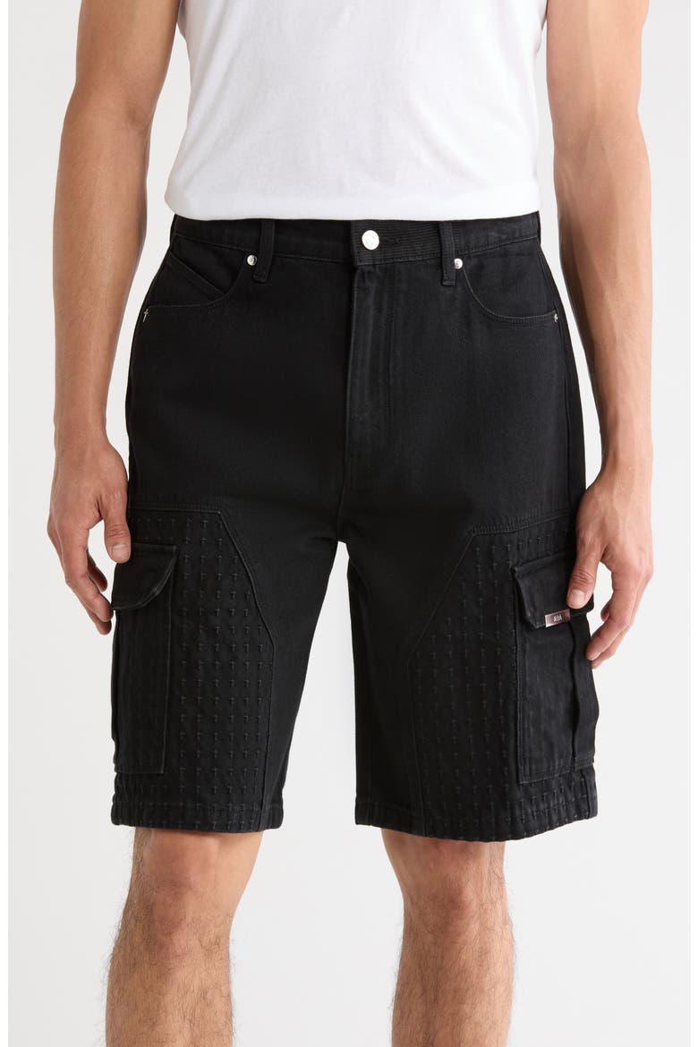 Joseph Denim Cargo Shorts, Main, color, BLACK 3D CROSS