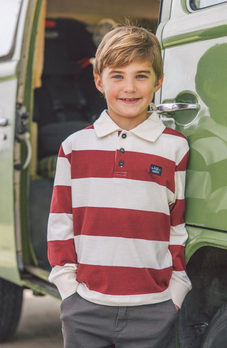 Feather 4 Arrow Kids' Nash Stripe Cotton Rugby Shirt, Alternate, color, Deep Red