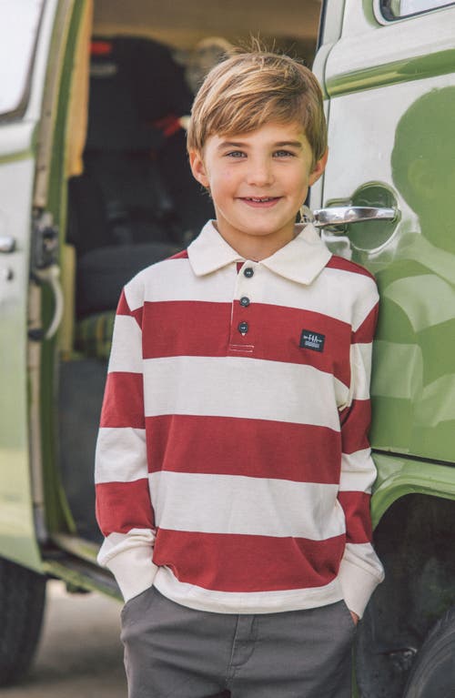 Feather 4 Arrow Kids' Nash Stripe Cotton Rugby Shirt In Red
