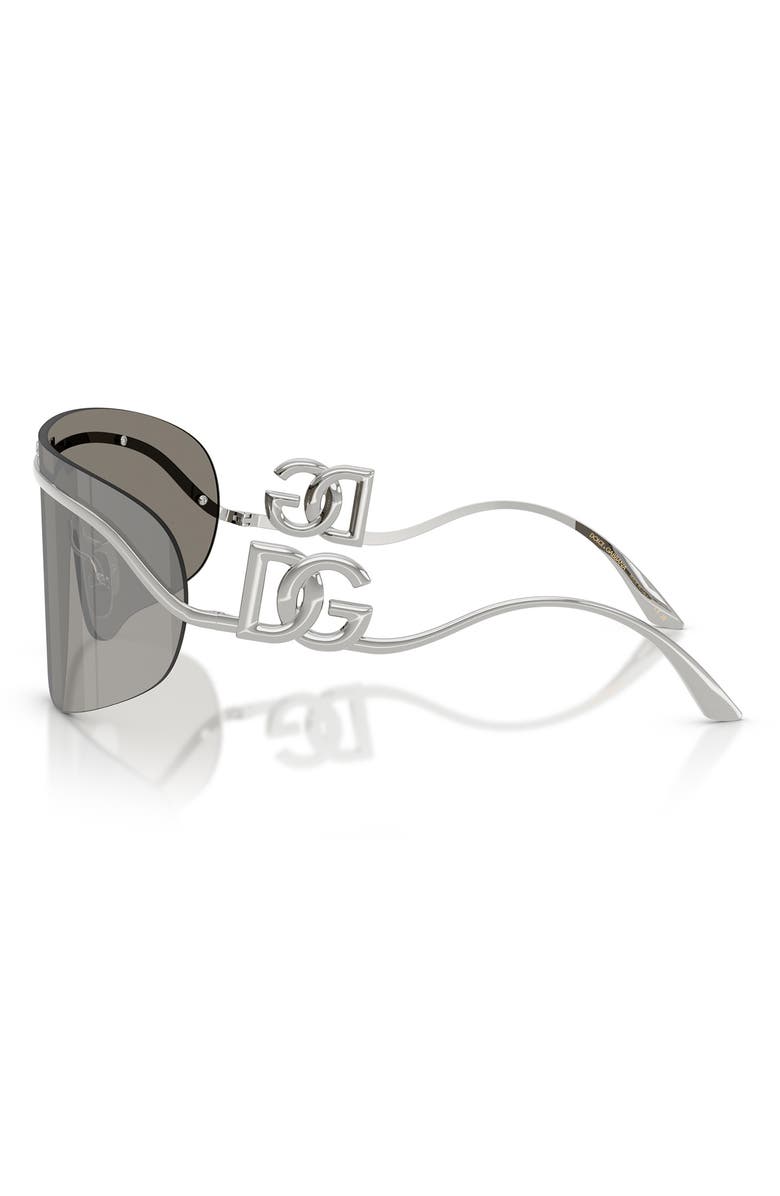 Dolce&Gabbana 140mm Pillow Shield Sunglasses, Alternate, color, Silver/ Grey Mirror Silver