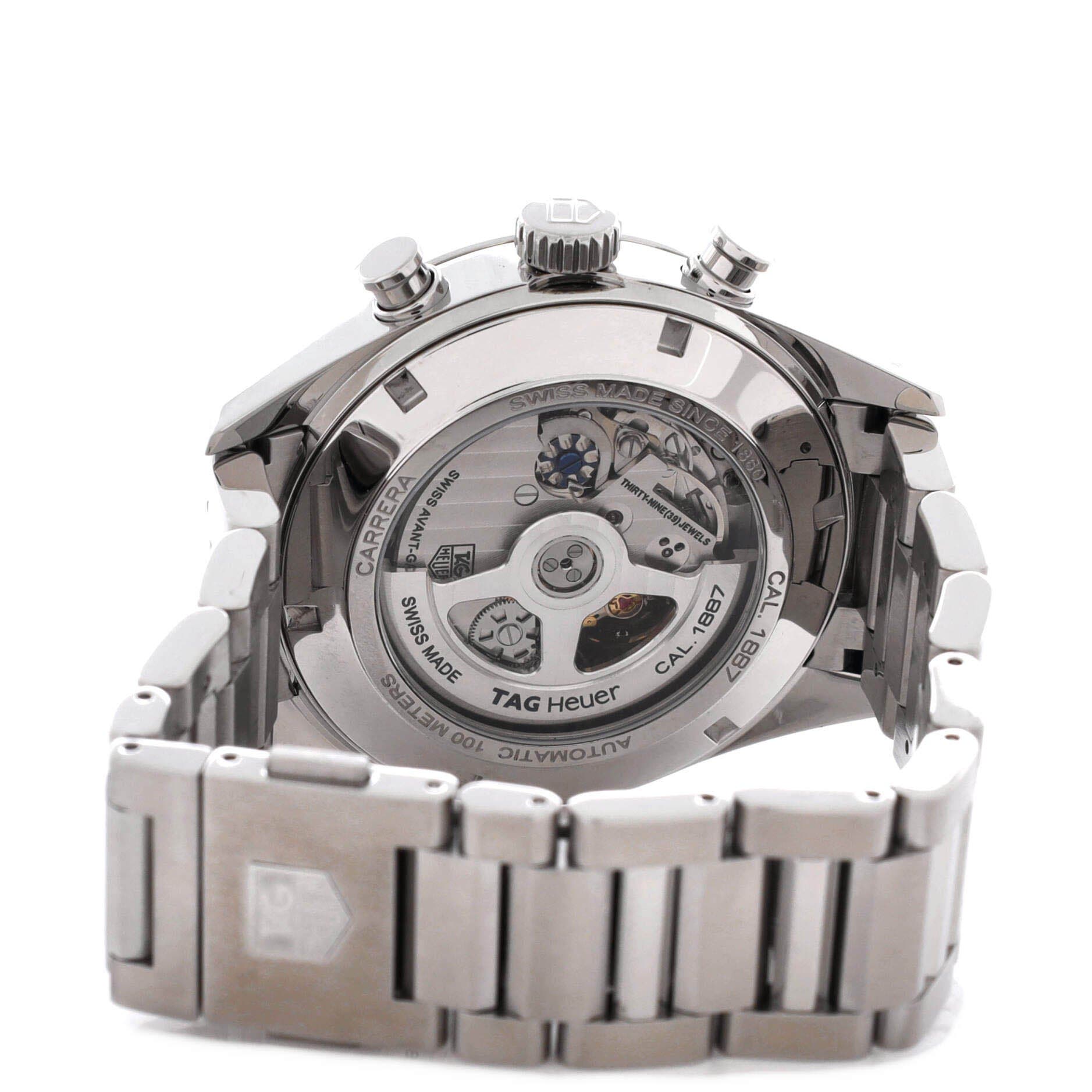 Carrera Calibre 1887 Chronograph Automatic Watch Stainless Steel 43, Alternate, color, Metallic Silver