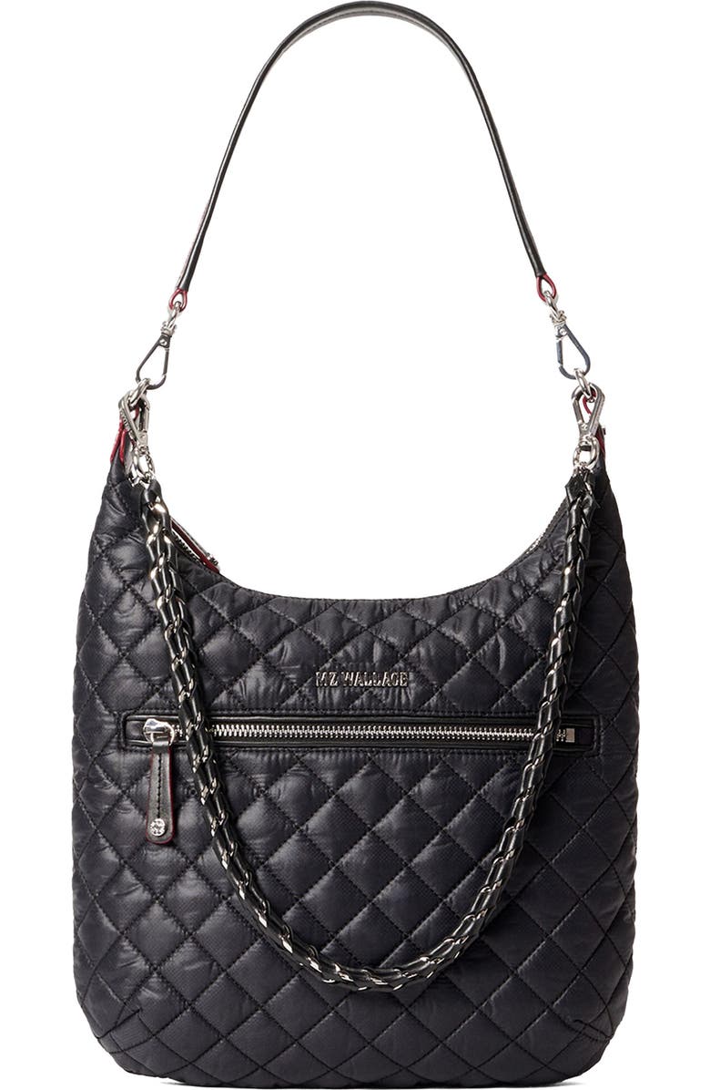 MZ Wallace Crosby Sienna Quilted Nylon Shoulder Bag, Main, color, Black
