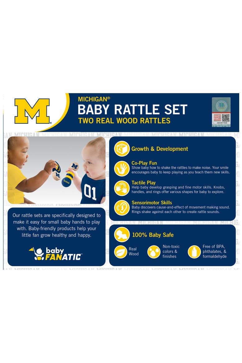 Michigan Wolverines Baby Rattles 2-Pack, Alternate, color, Multicolor