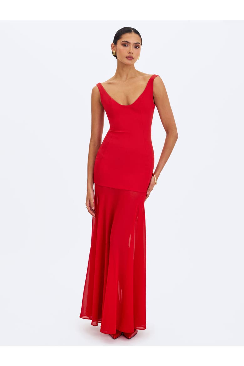 Verona Scoop Neck Flared Maxi Dress, Alternate, color, Red