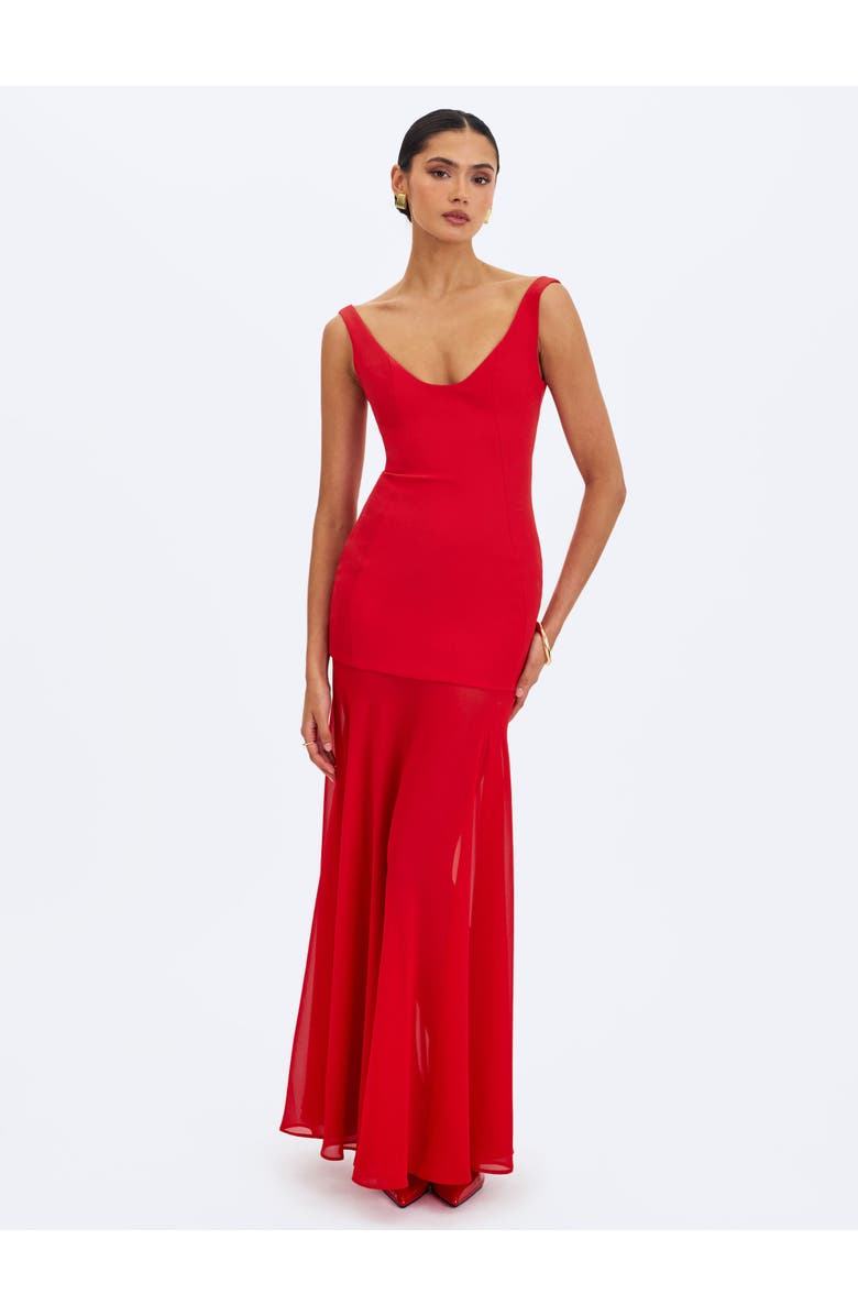 Miss Circle Verona Scoop Neck Flared Maxi Dress, Alternate, color, Red