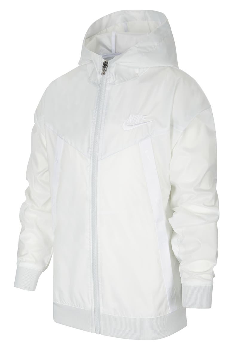 Kids' Sportswear Zero Windrunnker Hooded Jacket, Main, color, SUMMIT WHITE/ PHOTON DUST