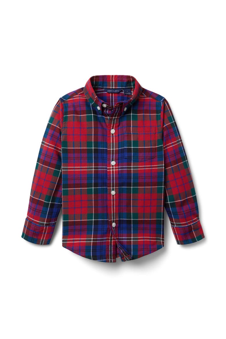 Holiday Tartan Flannel Shirt, Main, color, Red
