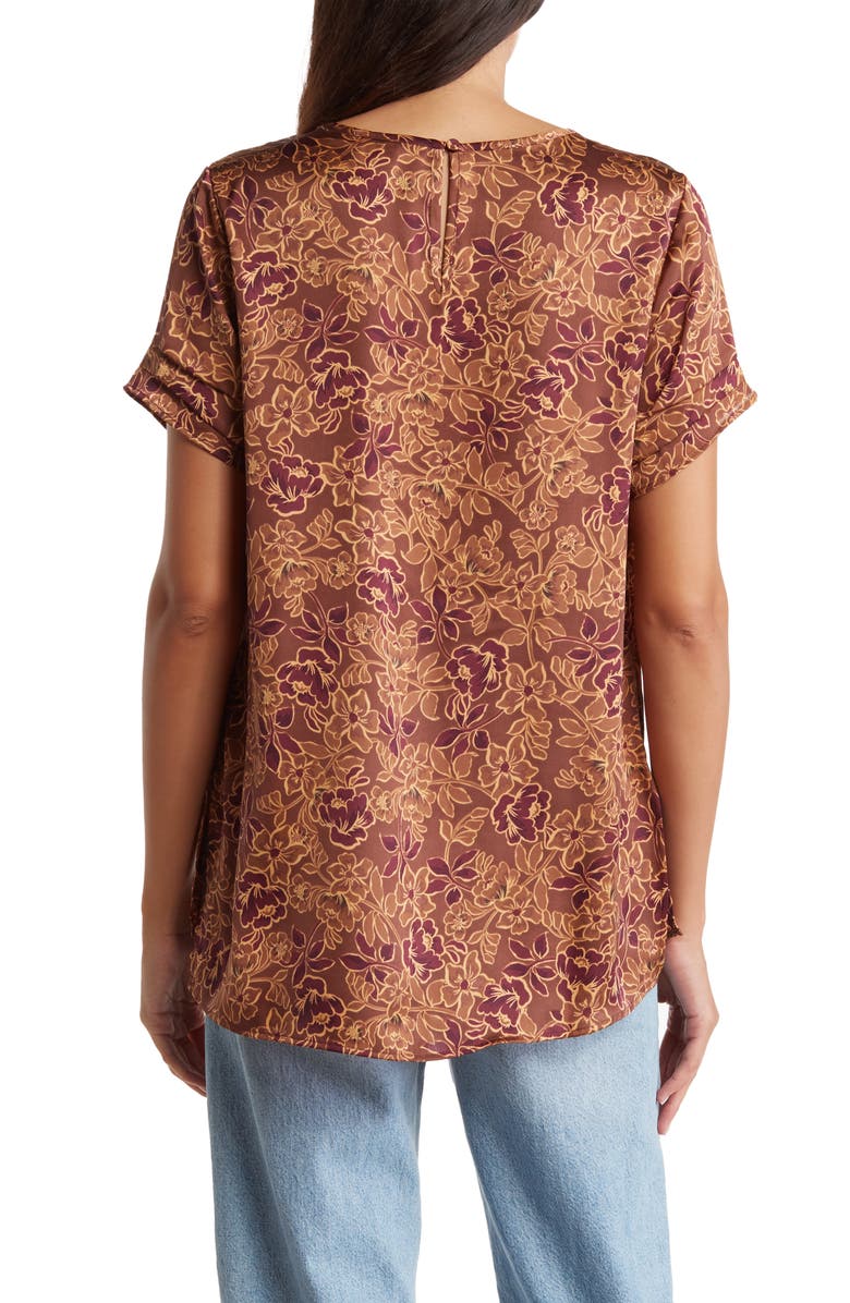 DR2 by Daniel Rainn Pinched Sleeve Satin High/Low Top, Alternate, color, O232 Wood