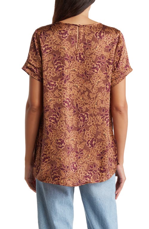 Dr2 By Daniel Rainn Pinched Sleeve Satin High/low Top In Brown
