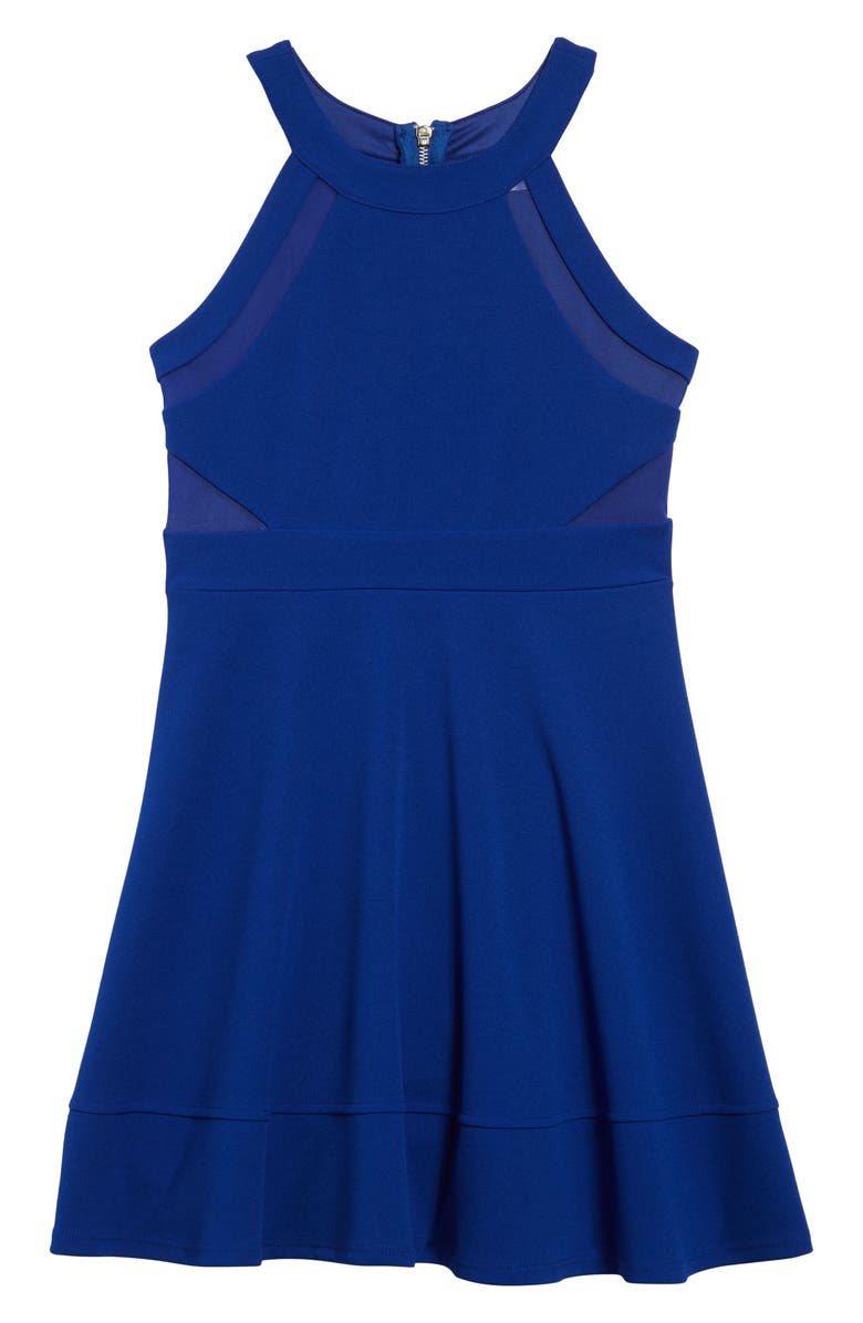 LNL Love, Nickie Lew Mesh Inset Skater Dress, Main, color, 