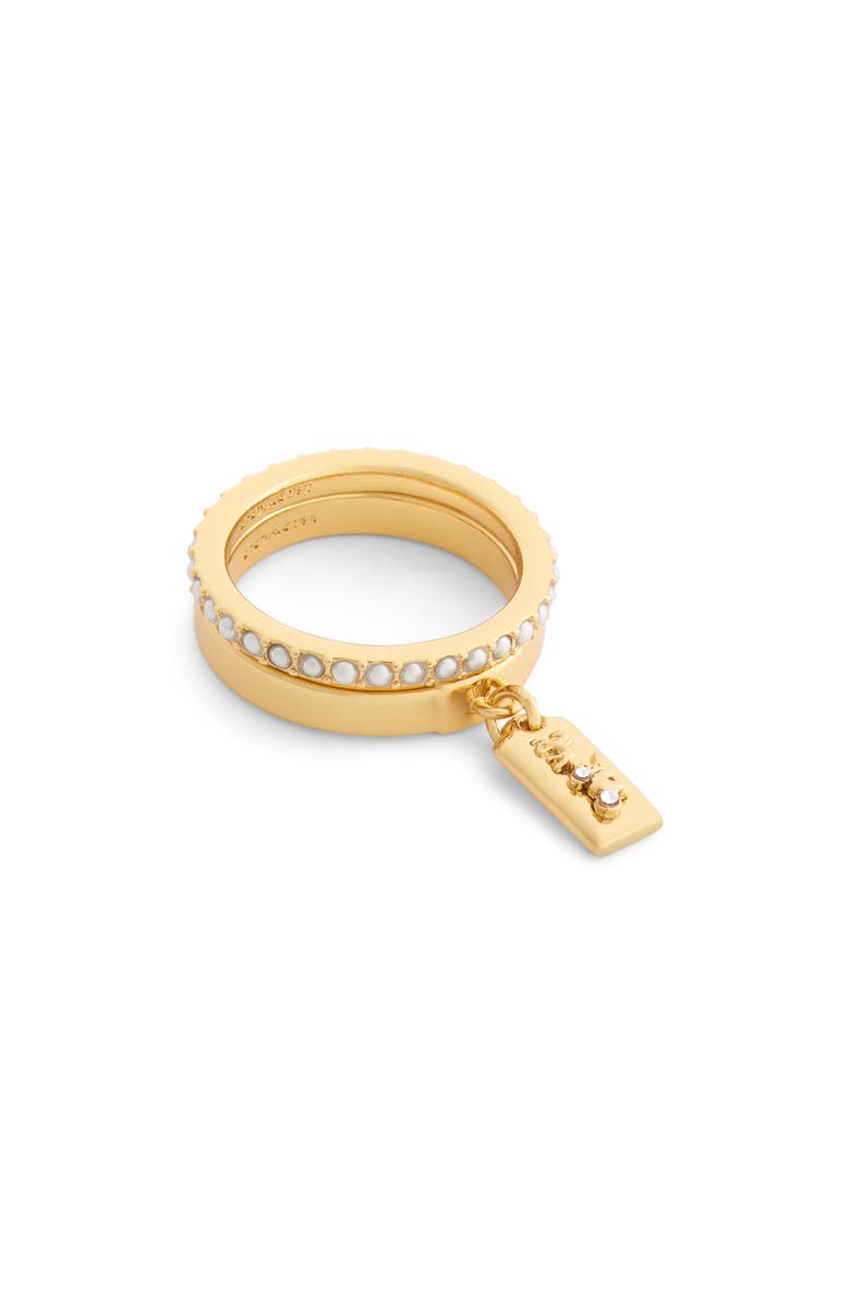 COACH Faux Pearl Hangtag Charm Ring, Main, color,