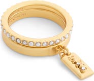 COACH Faux Pearl Hangtag Charm Ring