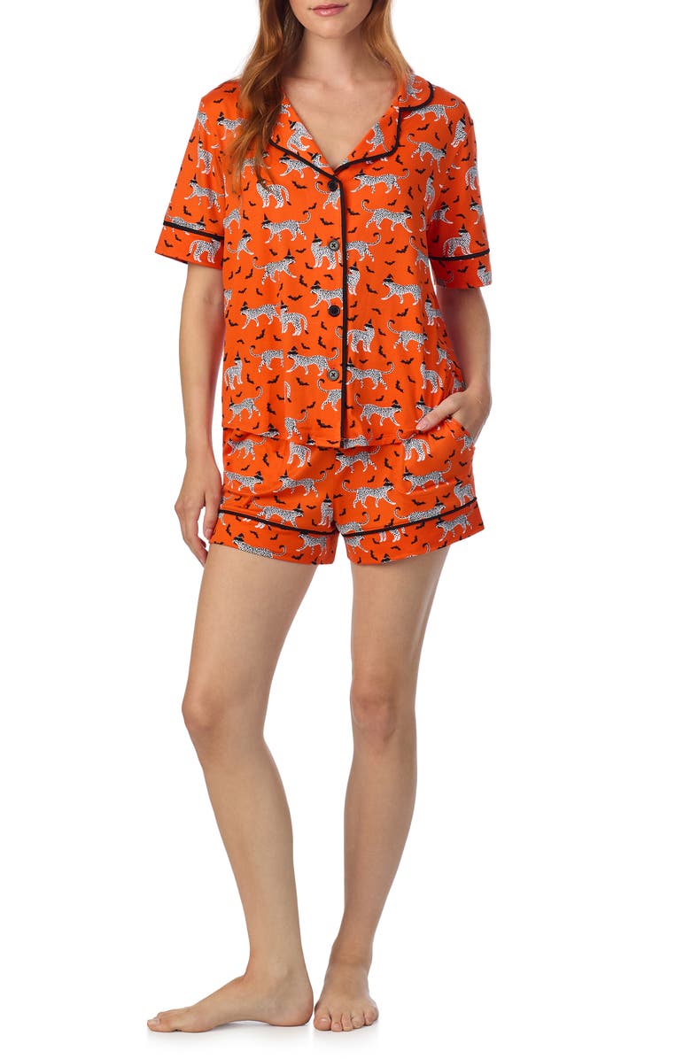 Room Service Pjs Print Short Pajamas, Main, color, Orange Print