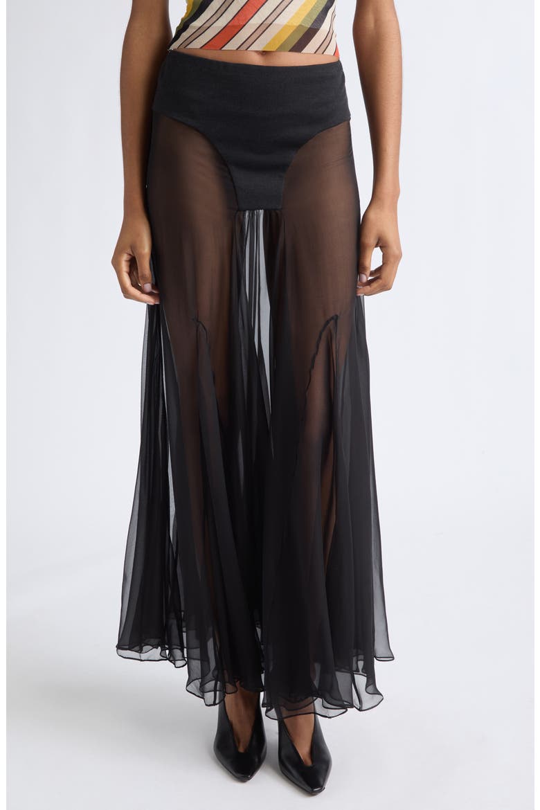 Mixed Media Maxi Skirt, Main, color, BLACK