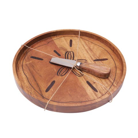 Sand Dollar Serving Board with Spreader, Set of 2