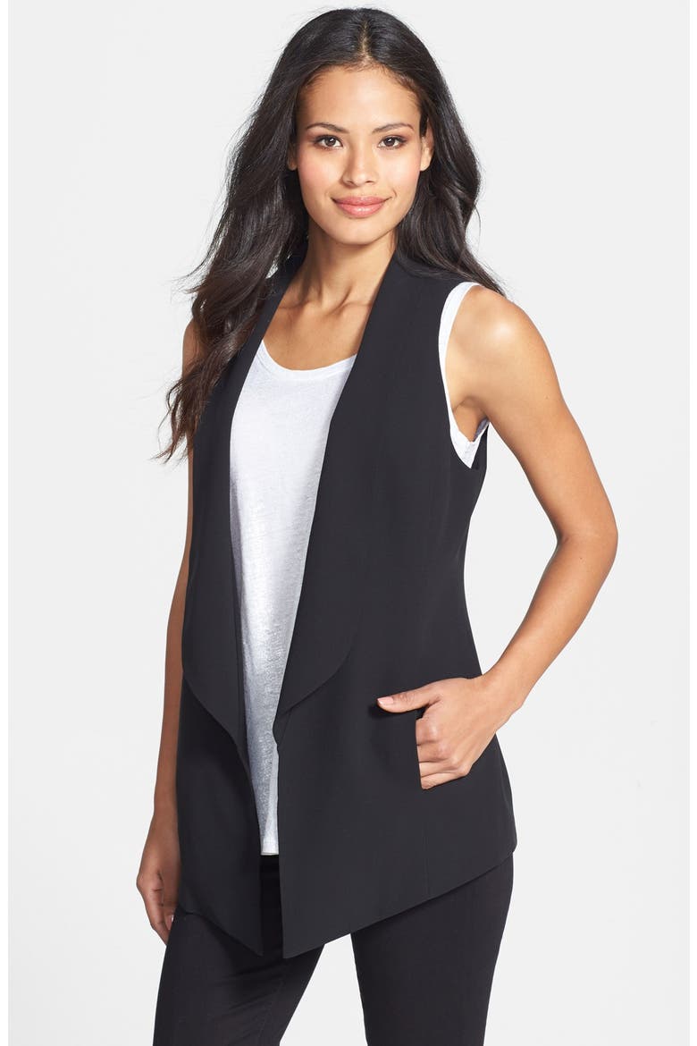 Shawl Collar Long Vest, Main, color, BLACK