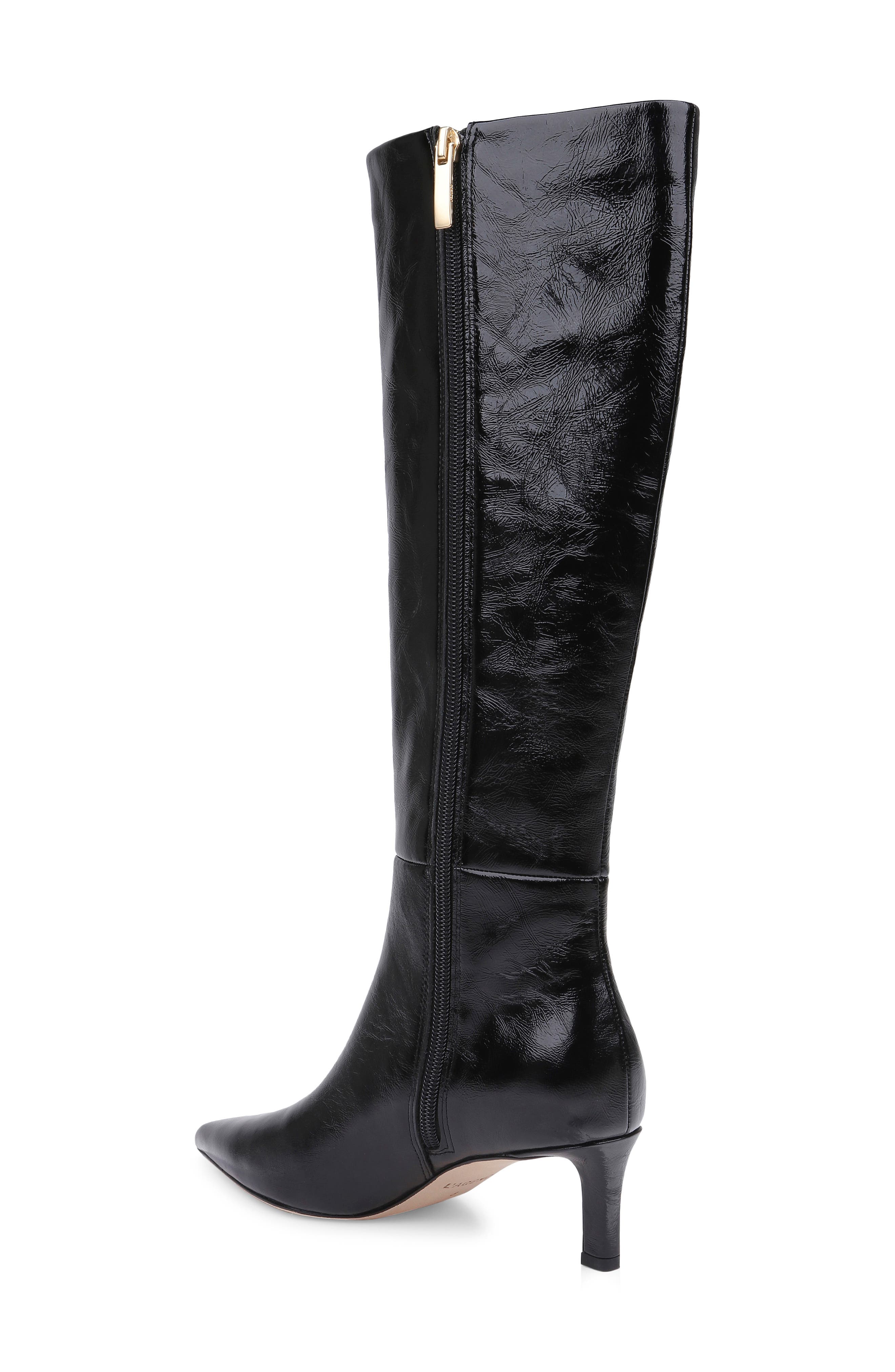 Baxter II Knee High Leather Boot, Alternate, color, BLACK CRINKLE PATENT
