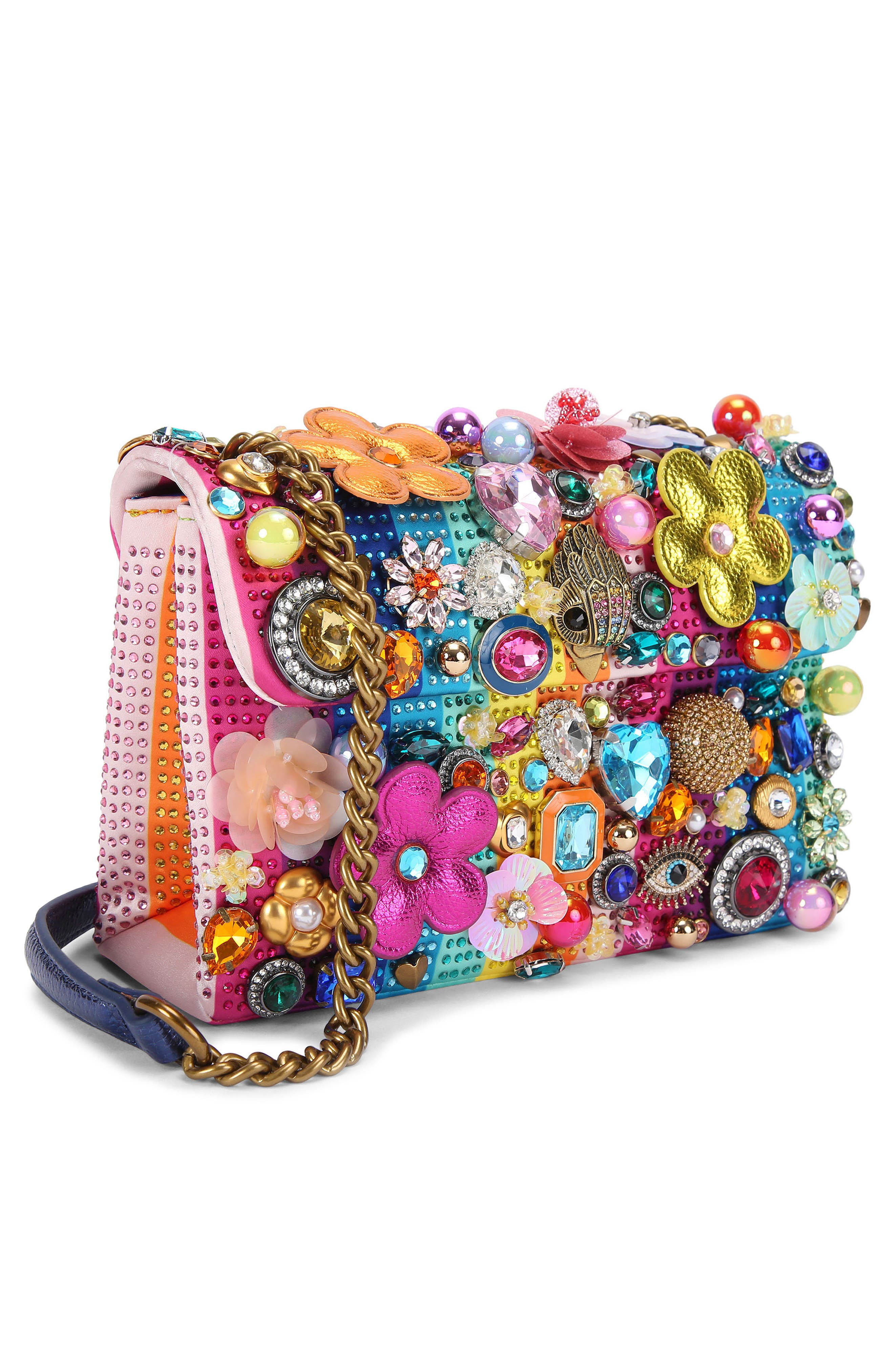 Kurt Geiger London Medium Kensington Tutti Fruitti Embellished Shoulder Bag, Alternate, color, Blue Multi