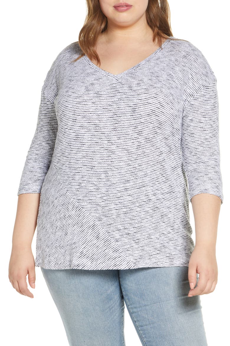 Dolman Sleeve Cotton Top, Main, color, WHITE- BLACK THIN STP