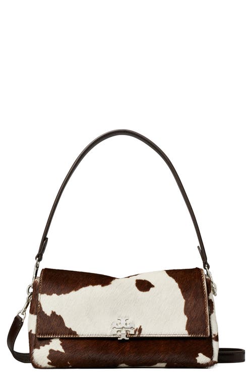 Tory Burch Charlie Small Genuine Calf Hair Shoulder Bag in Mocha Brown/shea Butter at Nordstrom